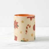 Gemütliches Weihnachtsmuster mit Geschenken und Bä Tasse (Zentrum)