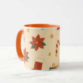 Gemütliches Weihnachtsmuster mit Geschenken und Bä Tasse (Vorderseite Links)