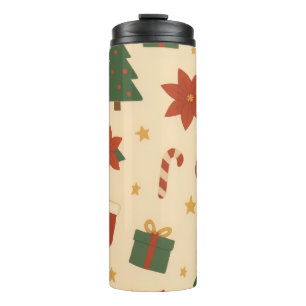 Gemütliches Weihnachtsmuster mit Geschenken und Bä Thermosbecher