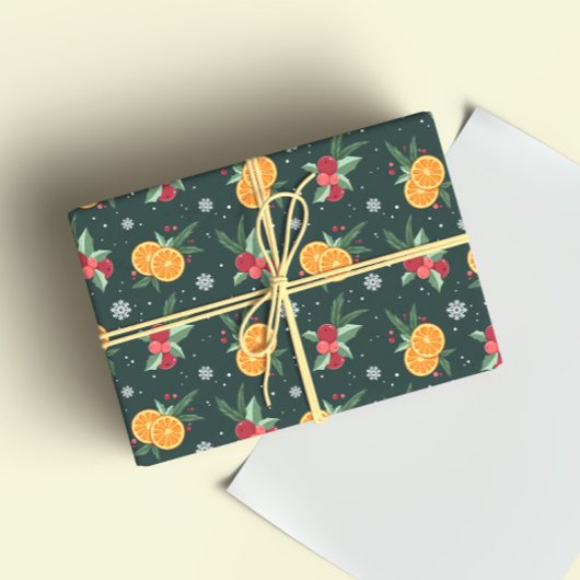 Gemütliches Weihnachtsorangen-Wrap-Papier Geschenkpapier