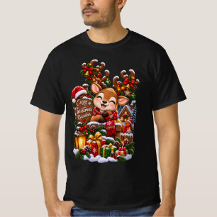 Gemütliches Weihnachtsrentier – Süße Winterferien T-Shirt