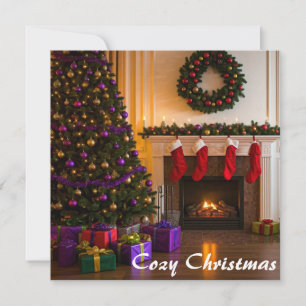 Gemütliches Weihnachtswohnzimmer Flachbild-Karte Feiertagskarte