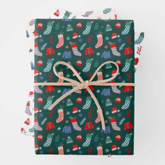 Gemütliches Weihnachtswrapping Paper-Set Geschenkpapier Set (Beispiel)