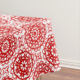 Gemütliches Weiß- und Rotes Winterblumenmuster Wei Tischdecke