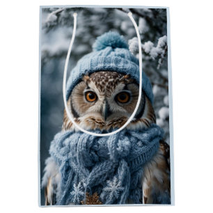 Gemütliches Whimsisches Winter Wonderland Owl Mittlere Geschenktüte