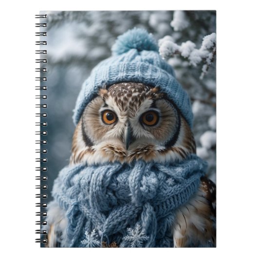 Gemütliches Whimsisches Winter Wonderland Owl Notizblock (Vorderseite)