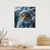 Gemütliches Whimsisches Winter Wonderland Owl Poster (Küche)