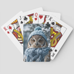 Gemütliches Whimsisches Winter Wonderland Owl Spielkarten
