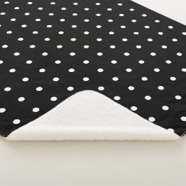 Gemütliches White Polka Dot Pattern auf schwarz Sherpadecke