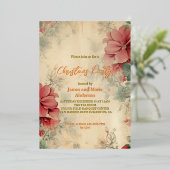 Gemütliches Winter Floral Weihnachten Party Folieneinladung (Stehend vorne)