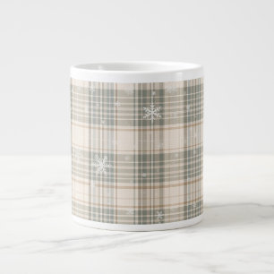 Gemütliches Winter-Karomuster & Schneeflocken-Feie Jumbo-Tasse
