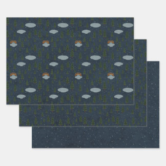 Gemütliches Winter-Nacht-Muster-Wrap-Papier-Set Geschenkpapier Set
