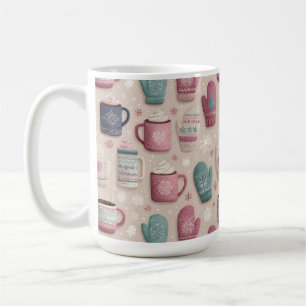 Gemütliches Winter nahtloses Muster mit gegossenen Kaffeetasse