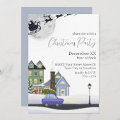 Gemütliches Winter Night Village Weihnachts-Party Einladung (Vorne/Hinten)