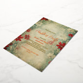 Gemütliches Winter Poinsettia Blumenweihnachtsfest Folieneinladung (Gedreht)