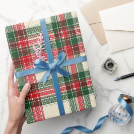 Gemütliches Winter-Rot-Grün-Feiertags-Karomuster Geschenkpapier