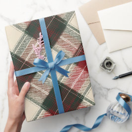 Gemütliches Winter Rot Grün Feiertags Karomuster Geschenkpapier