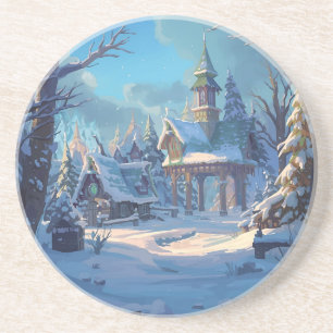 Gemütliches Winter-Schnee-Design Getränkeuntersetzer