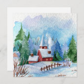 Gemütliches Winter Wasserfarbenwelt Landschaft (Vorne/Hinten)