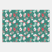 Gemütliches Winter Weihnachten Mittens Pattern Set Geschenkpapier Set (Vorderseite 3)