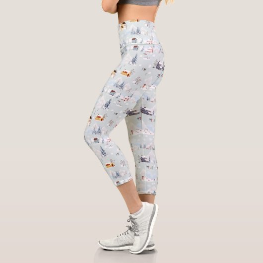 Gemütliches Winter Wonderland Ice Skaten Village M Capri Leggings (Links)