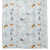 Gemütliches Winter Wonderland Ice Skaten Village M Duschvorhang (Vorderseite)