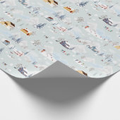 Gemütliches Winter Wonderland Ice Skaten Village M Geschenkpapier (Ecke)