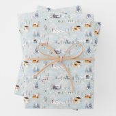 Gemütliches Winter Wonderland Ice Skaten Village M Geschenkpapier Set (Beispiel)