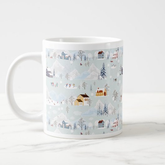 Gemütliches Winter Wonderland Ice Skaten Village M Jumbo-Tasse (Links)