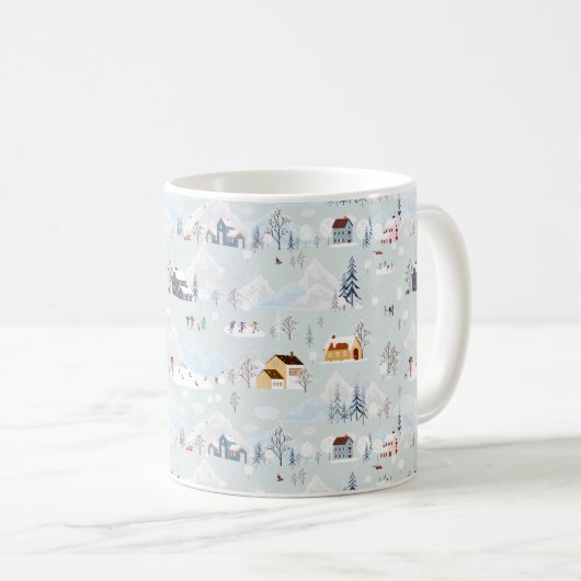 Gemütliches Winter Wonderland Ice Skaten Village M Kaffeetasse (VorderseiteRechts)