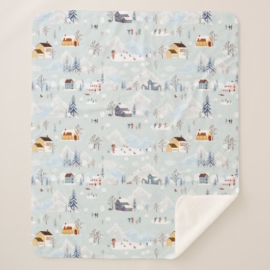 Gemütliches Winter Wonderland Ice Skaten Village M Sherpadecke (Vorderseite)