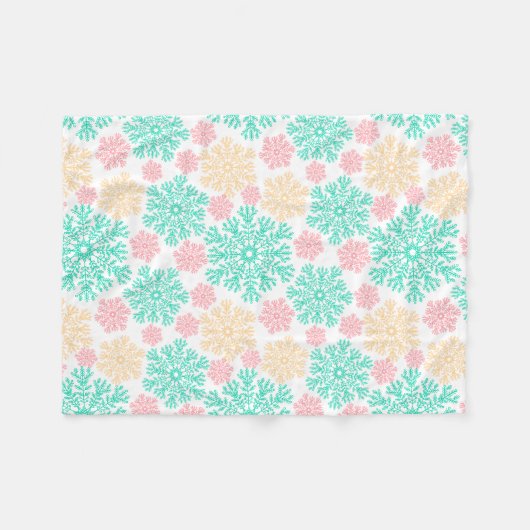 Gemütliches Winter Wonderland Schneeflocken Muster Fleecedecke (Vorderseite (Horizontal))