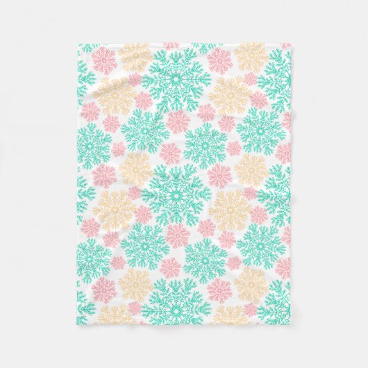 Gemütliches Winter Wonderland Schneeflocken Muster Fleecedecke (Vorderseite)