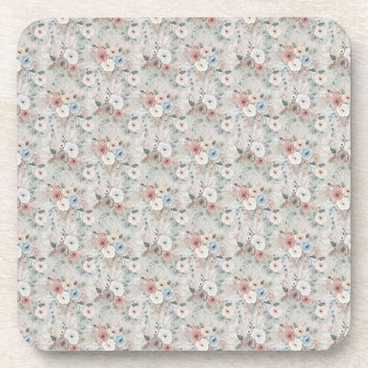 Gemütliches Winterblumenmuster Getränkeuntersetzer (Vorderseite)