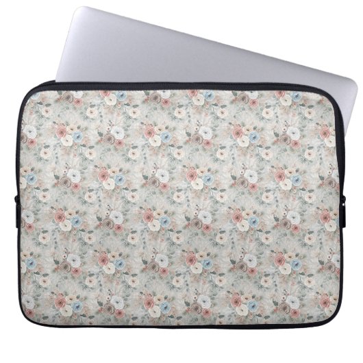 Gemütliches Winterblumenmuster Laptopschutzhülle (Vorderseite)