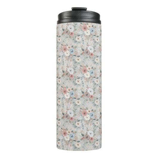Gemütliches Winterblumenmuster Thermosbecher (Vorderseite)