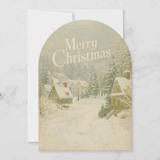 Gemütliches Winterdorf Frohe Weihnachtskarte - 12x Einladung (Vorderseite)