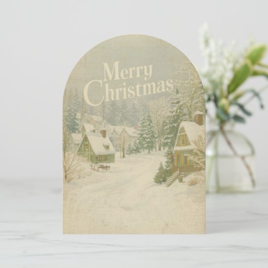 Gemütliches Winterdorf Frohe Weihnachtskarte - 12x Einladung (Stehend Vorderseite)