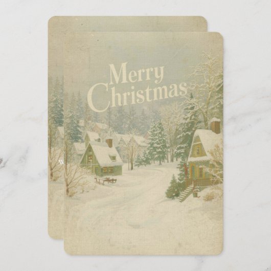 Gemütliches Winterdorf Frohe Weihnachtskarte - 12x Einladung (Vorne/Hinten)