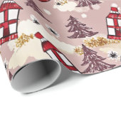 Gemütliches Winterdorf Geschenkpapier (Rolleneckpunkt)