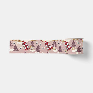 Gemütliches Winterdorf-Geschenkpapier Ripsband