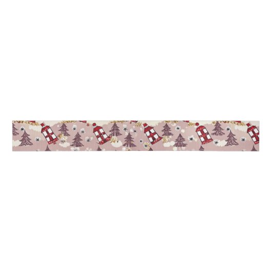Gemütliches Winterdorf-Geschenkpapier Ripsband (Vorderseite)