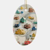 Gemütliches Winterdorf Kunst Keramik Ornament (Rechts)