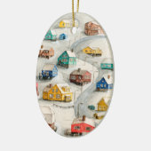 Gemütliches Winterdorf Kunst Keramik Ornament (Links)