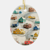 Gemütliches Winterdorf Kunst Keramik Ornament (Hinten)
