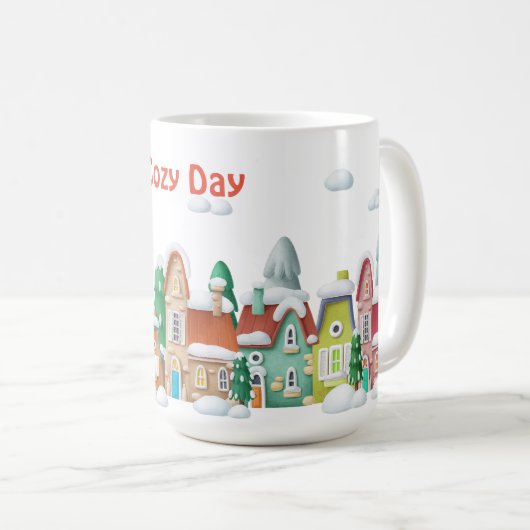 Gemütliches Winterdorf - Snowy Holiday Scene Kaffeetasse (VorderseiteRechts)