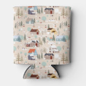 Gemütliches Winterdorf-Szenenmuster Dosenkühler (Vorderseite)