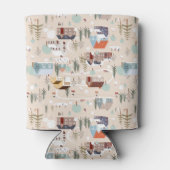 Gemütliches Winterdorf-Szenenmuster Dosenkühler (Rückseite)