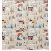 Gemütliches Winterdorf-Szenenmuster Duschvorhang (Vorderseite)