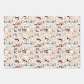Gemütliches Winterdorf-Szenenmuster Geschenkpapier Set (Vorderseite)